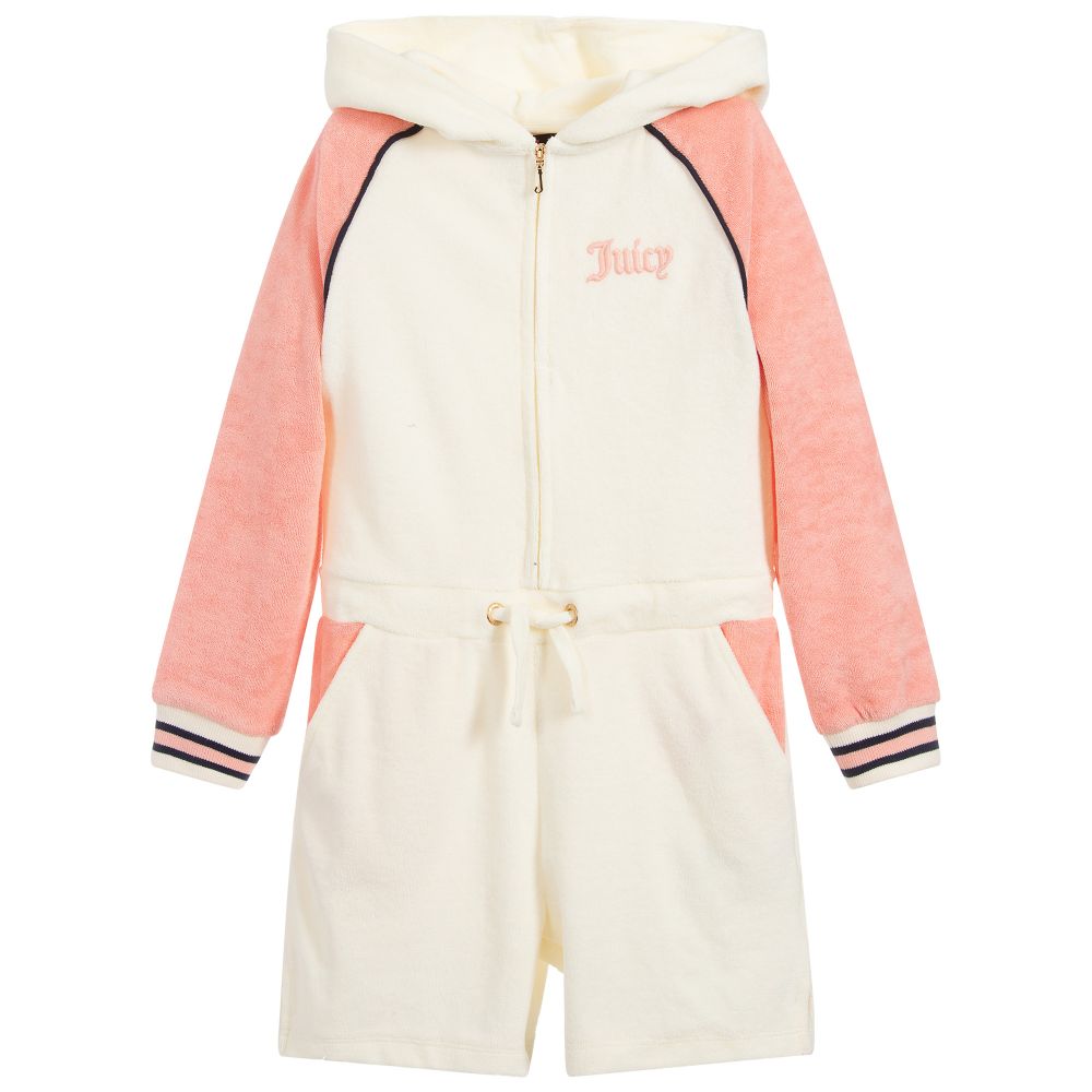Juicy Couture - Girls Ivory & Pink Playsuit | Childrensalon