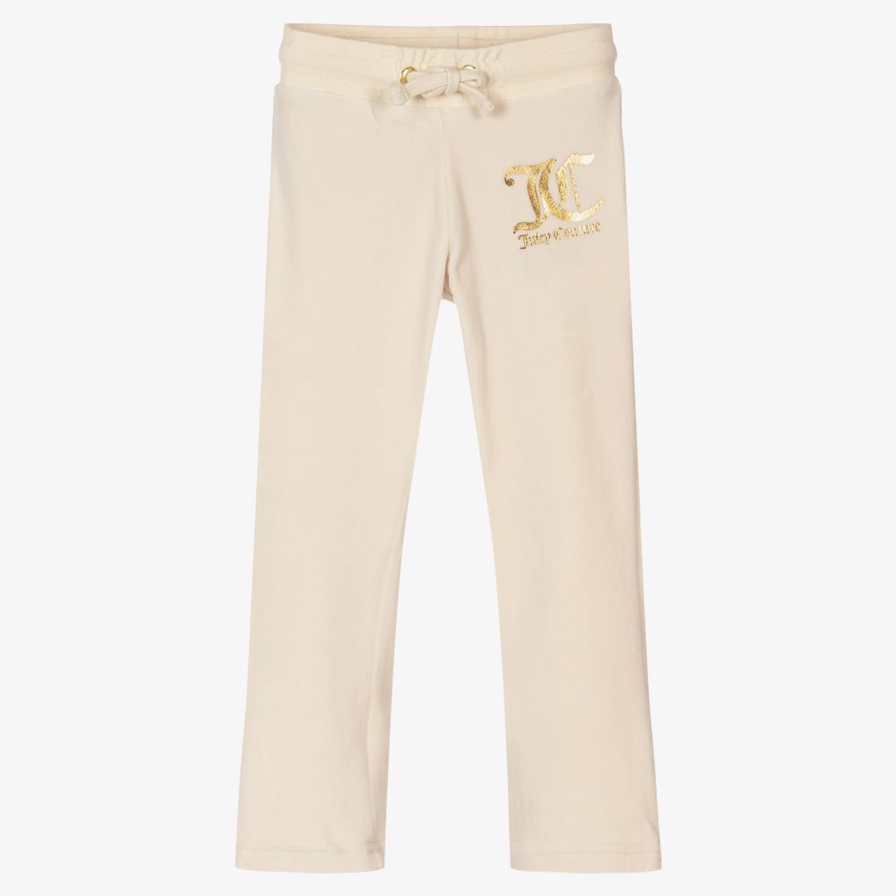 Juicy Couture - Girls Ivory Velour Joggers | Childrensalon