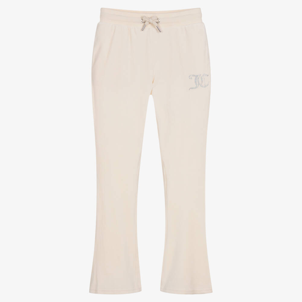 Juicy Couture - Girls Ivory Velour Joggers | Childrensalon