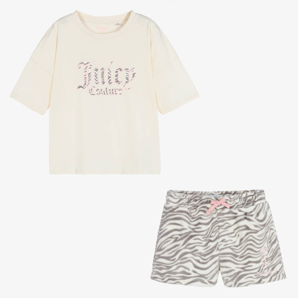 Juicy Couture-Girls Ivory Zebra Loungewear Set | Childrensalon Outlet