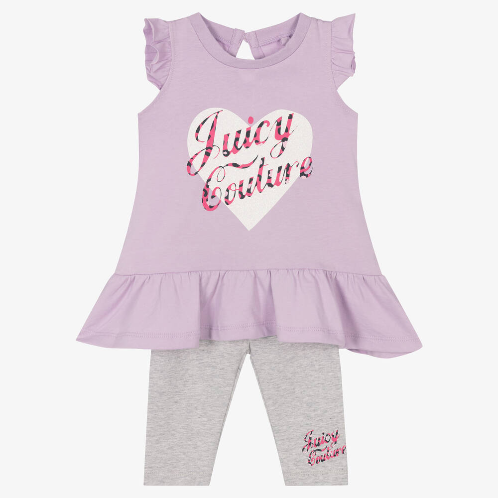 Juicy Couture - Girls Lilac & Grey Leggings Set | Childrensalon