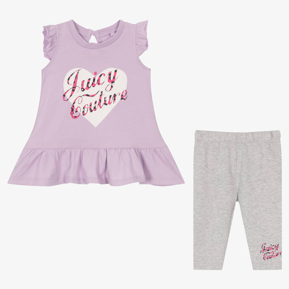 Juicy Couture-Girls Lilac & Grey Leggings Set | Childrensalon Outlet