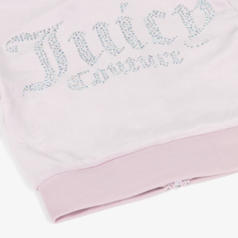 Juicy Couture-Girls Lilac Pink Velour Tracksuit with Diamanté Logo | Childrensalon Outlet
