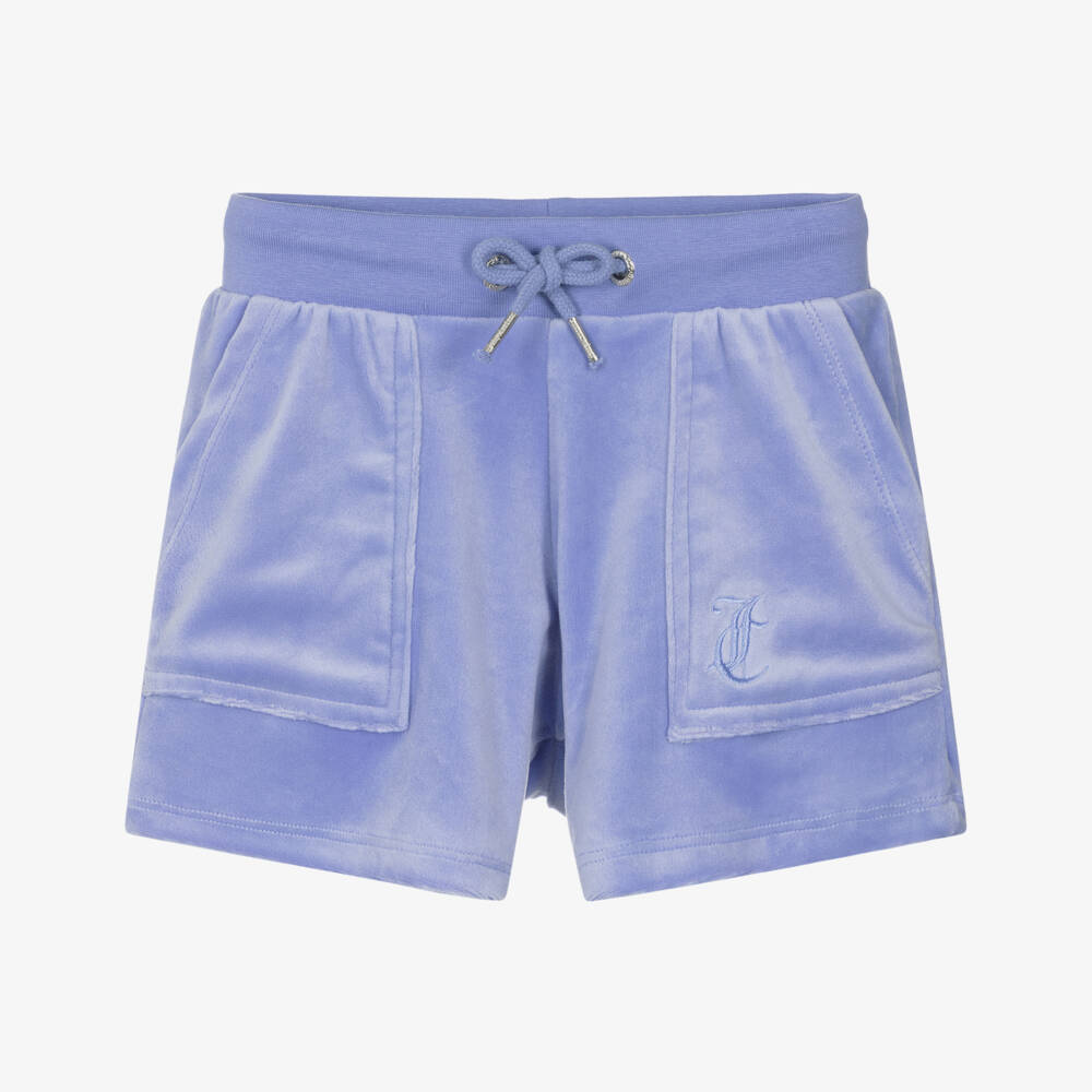 Juicy Couture-Girls Lilac Purple Velour Shorts with Embroidered Logo | Childrensalon Outlet