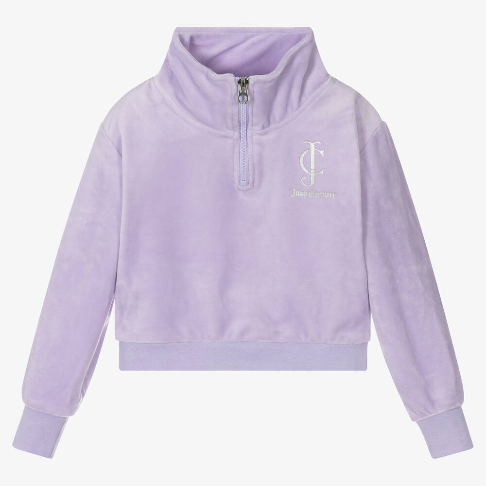 Juicy Couture - Girls Lilac Velour Logo Top | Childrensalon