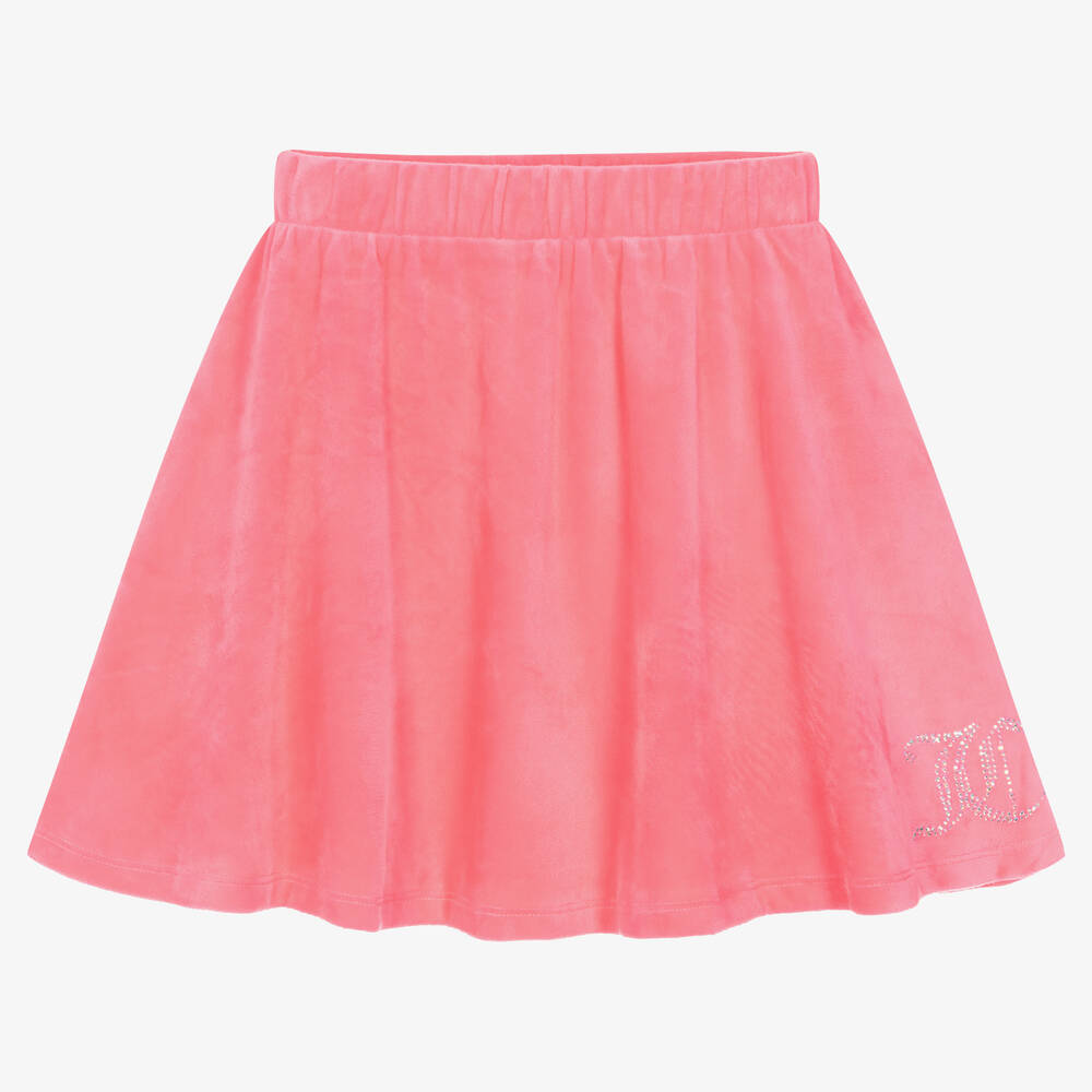 Juicy Couture - Jupe rose fluo en velours fille | Childrensalon