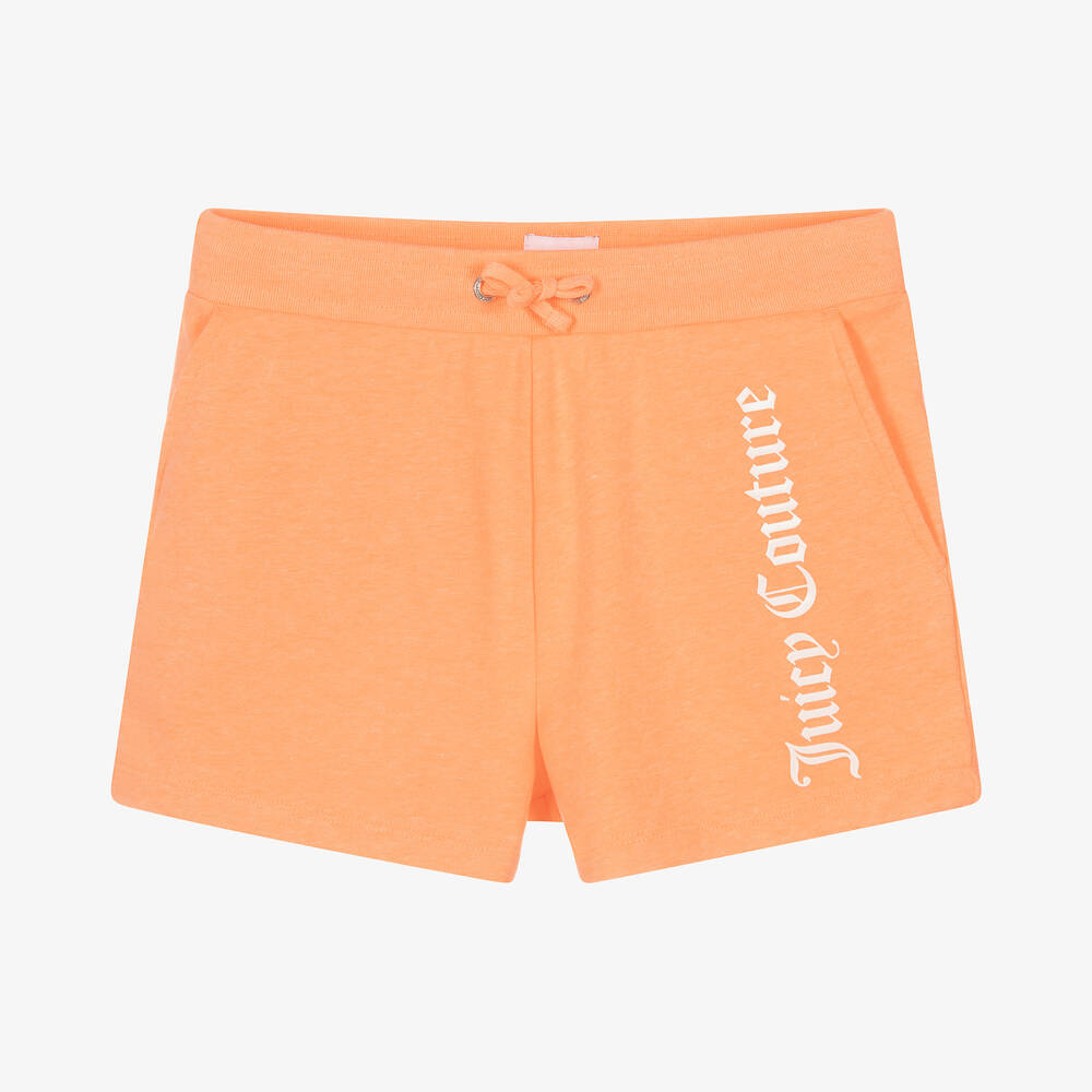 Juicy Couture - Girls Orange Cotton Logo Shorts | Childrensalon