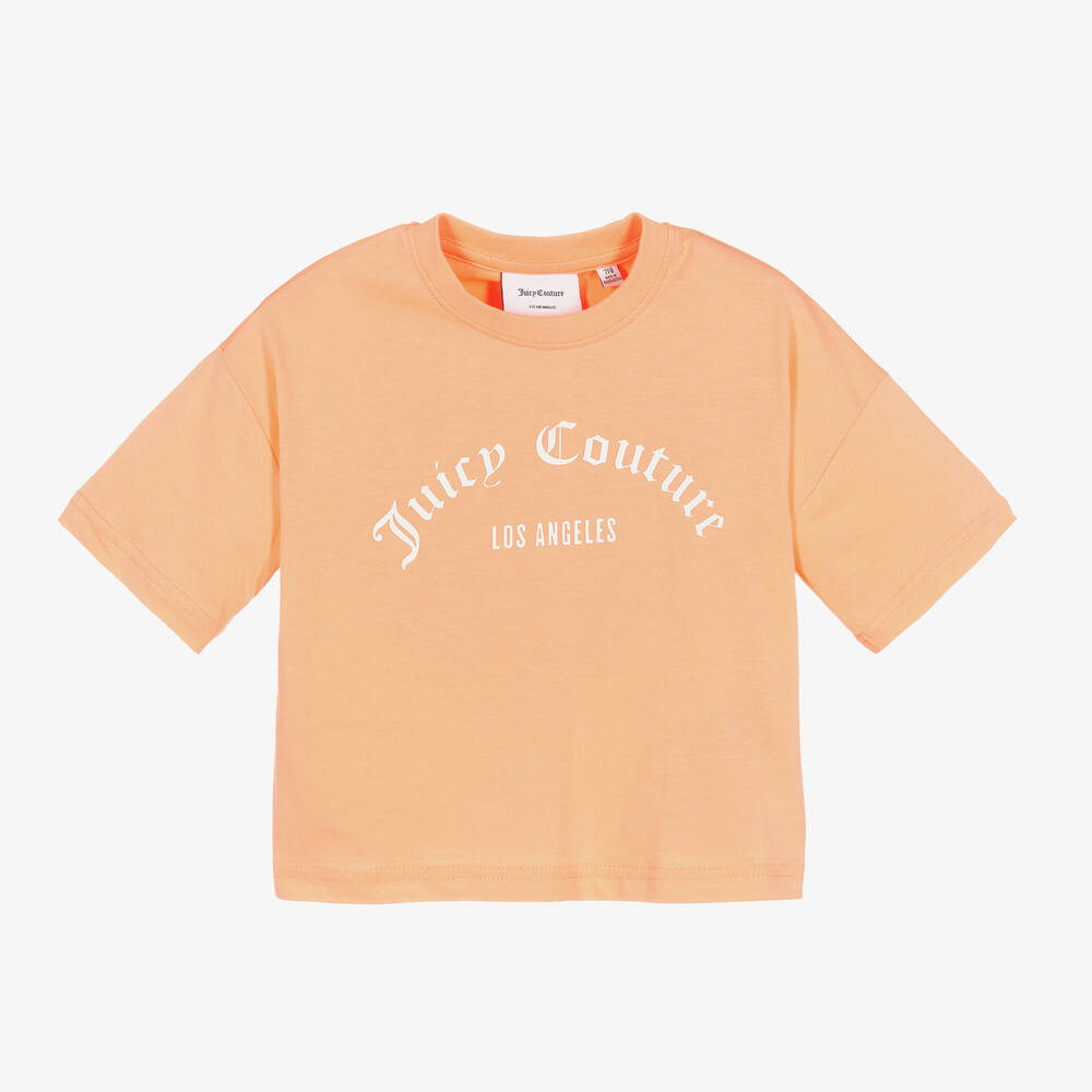 Juicy Couture-Girls Orange Logo Cotton T-Shirt | Childrensalon Outlet