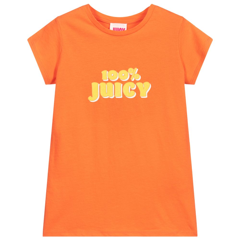 Juicy Couture - Girls Orange Logo T-Shirt | Childrensalon