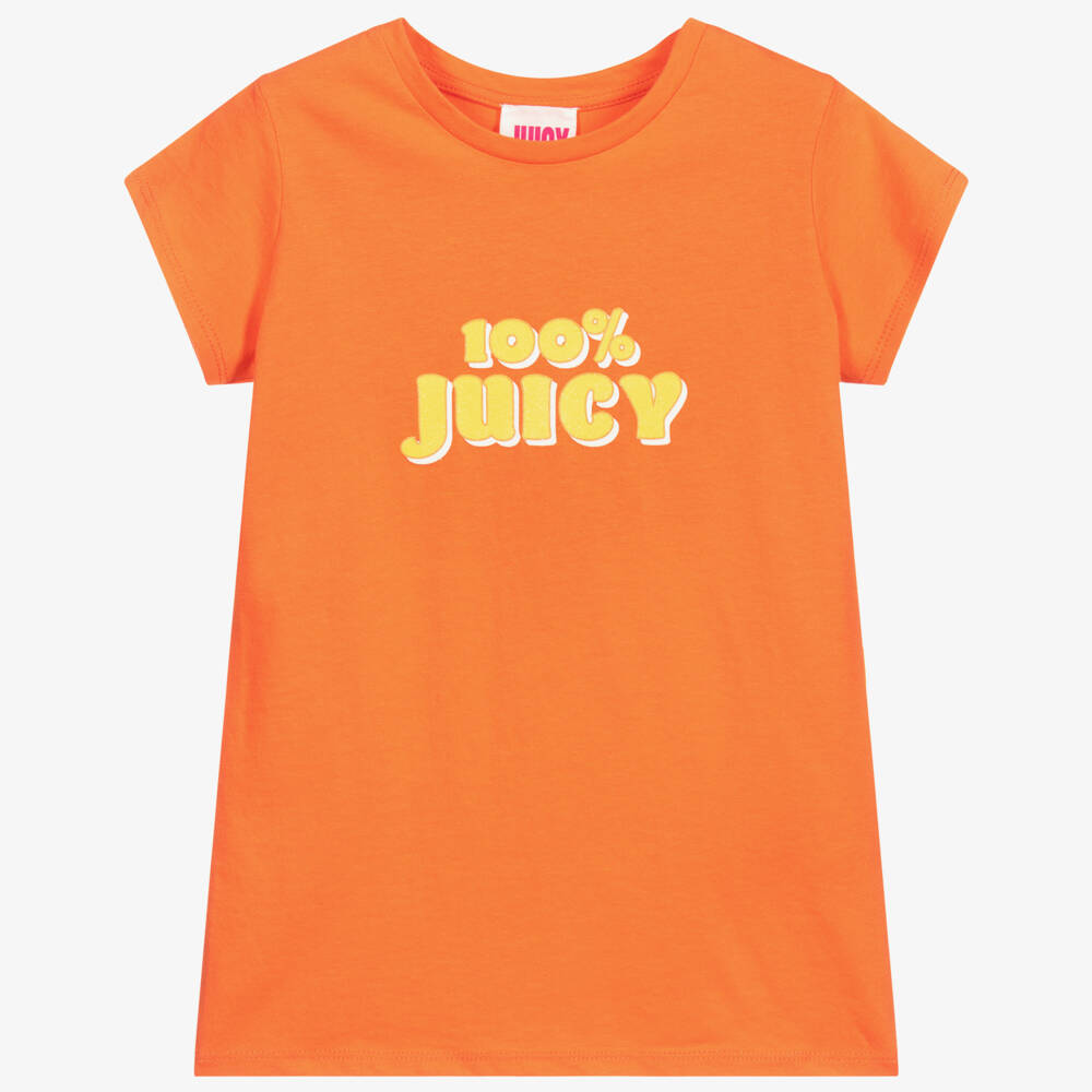 Juicy Couture-Girls Orange Logo T-Shirt | Childrensalon Outlet