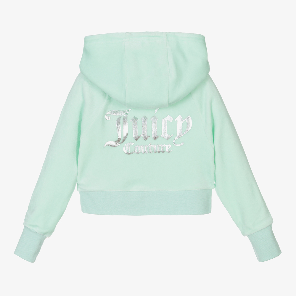 Juicy Couture Girls Pale Green Velour Hoodie