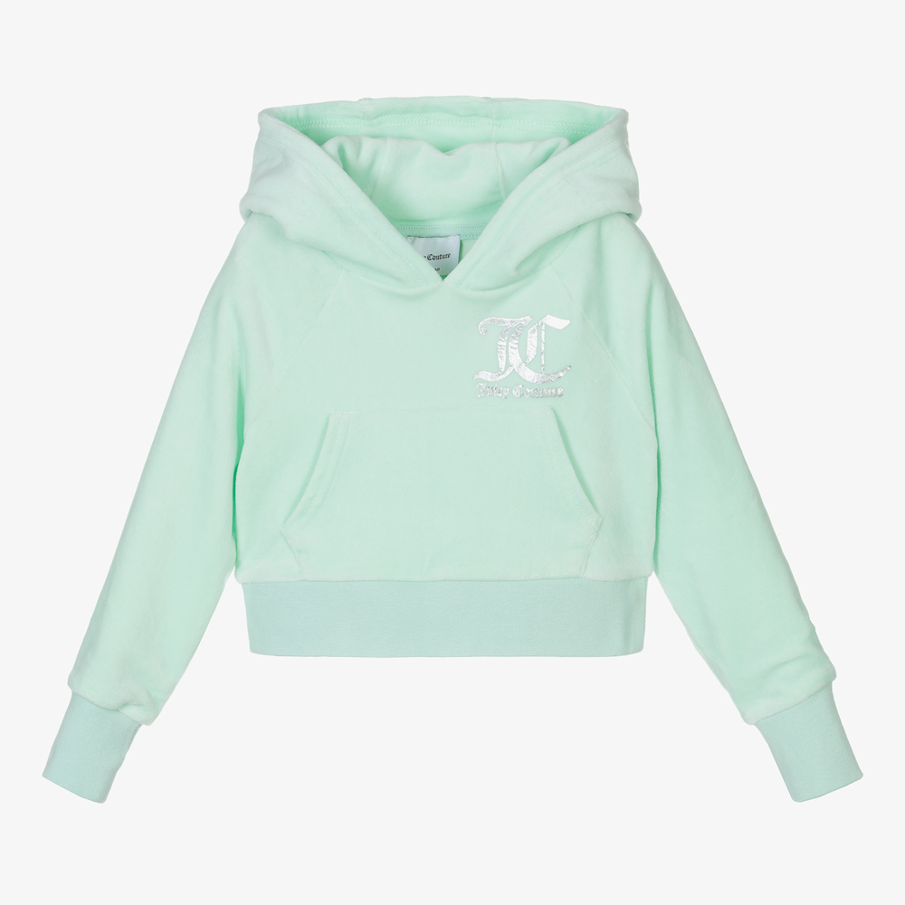 Juicy Couture - Girls Pale Green Velour Hoodie | Childrensalon