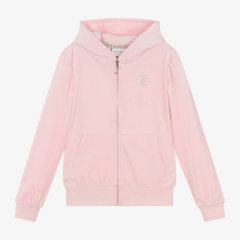 Juicy Couture Girls Pale Pink Velour Zip Up Top Childrensalon Outlet