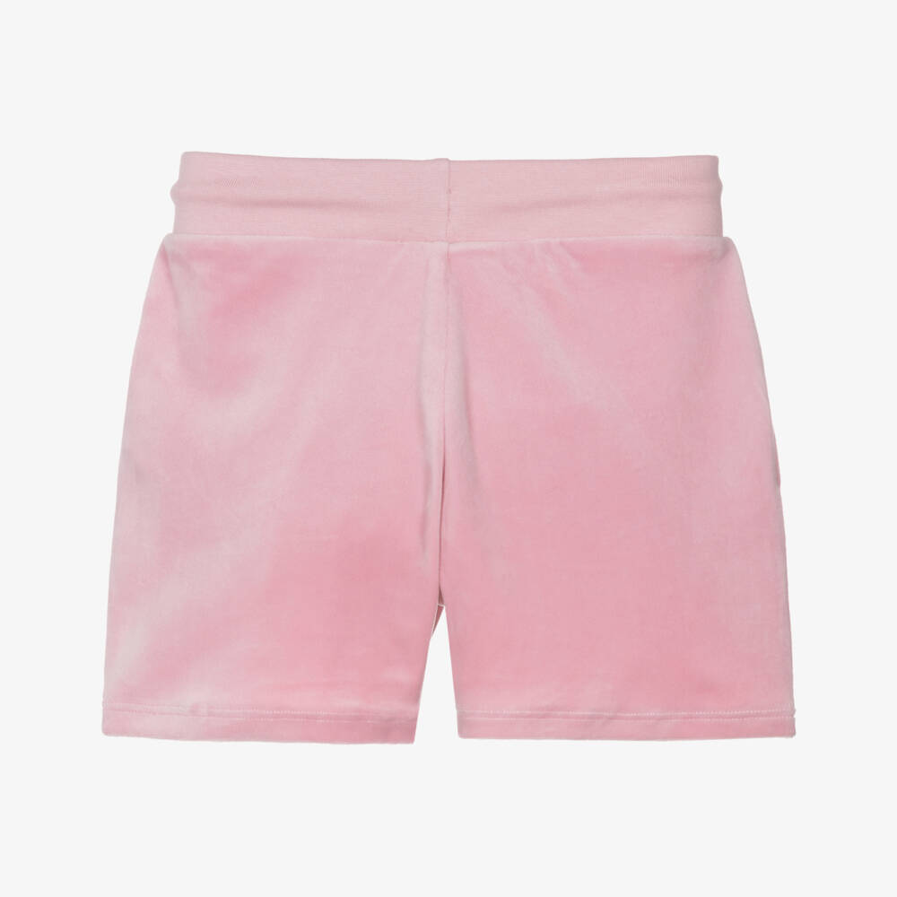 Juicy Couture-Girls Pastel Pink Velour Shorts with Embroidered Logo | Childrensalon Outlet