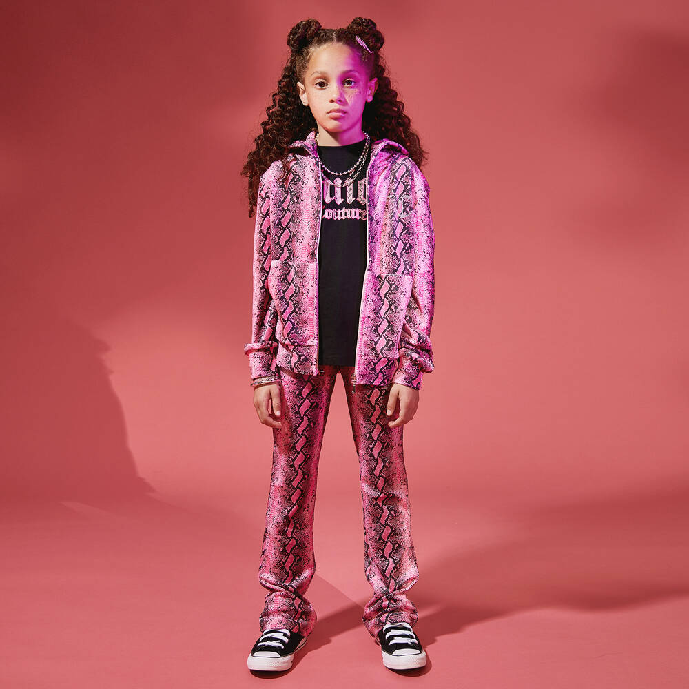 Juicy Couture-Розовые велюровые джоггеры с животным принтом | Childrensalon Outlet