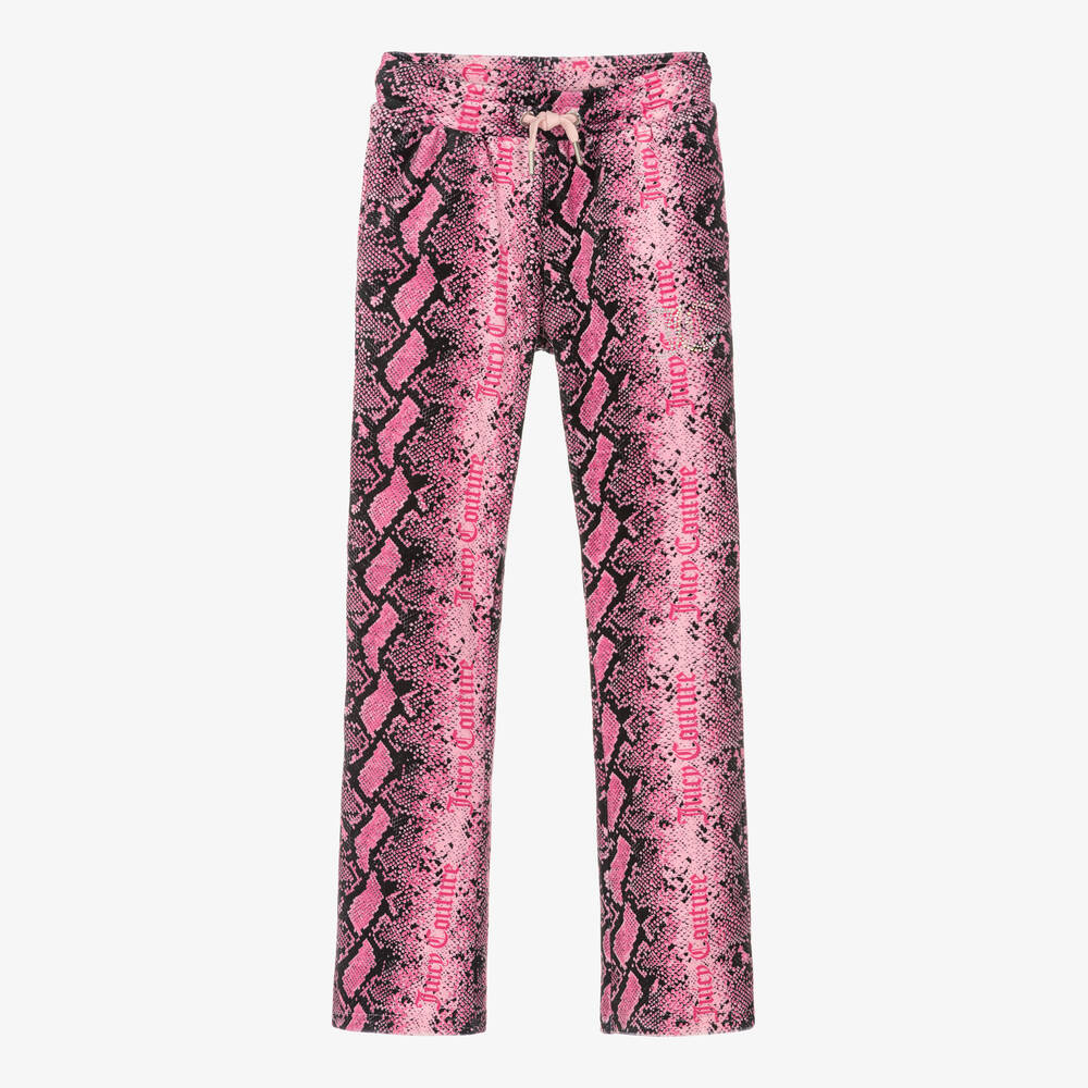 Juicy Couture - Girls Pink Animal Print Velour Joggers | Childrensalon