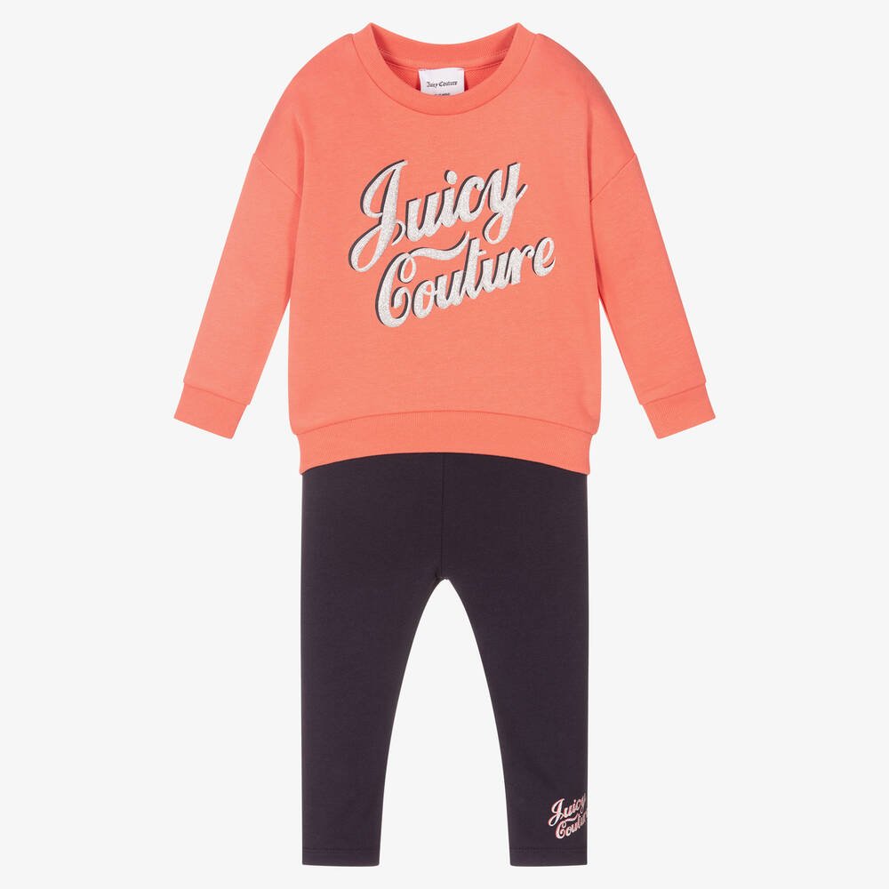 Juicy Couture - Girls Pink & Blue Leggings Set | Childrensalon