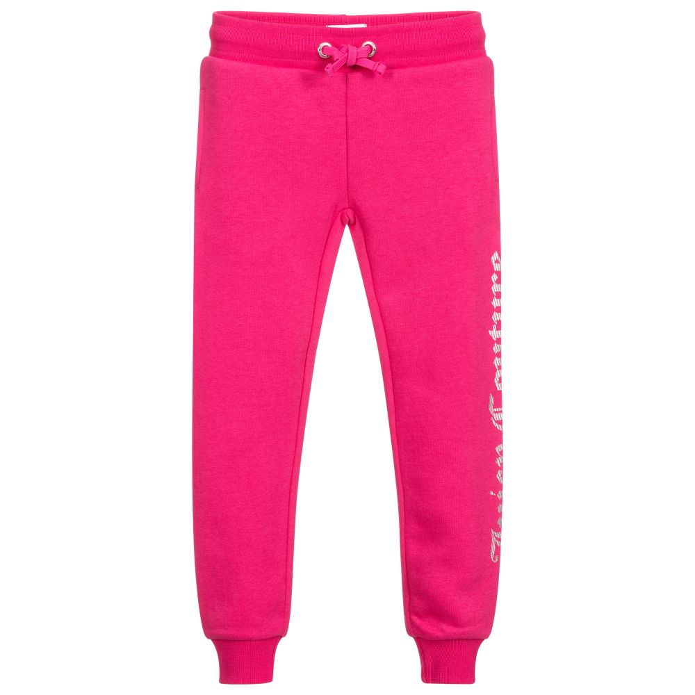 Juicy Couture - Girls Pink Cotton Joggers | Childrensalon Outlet
