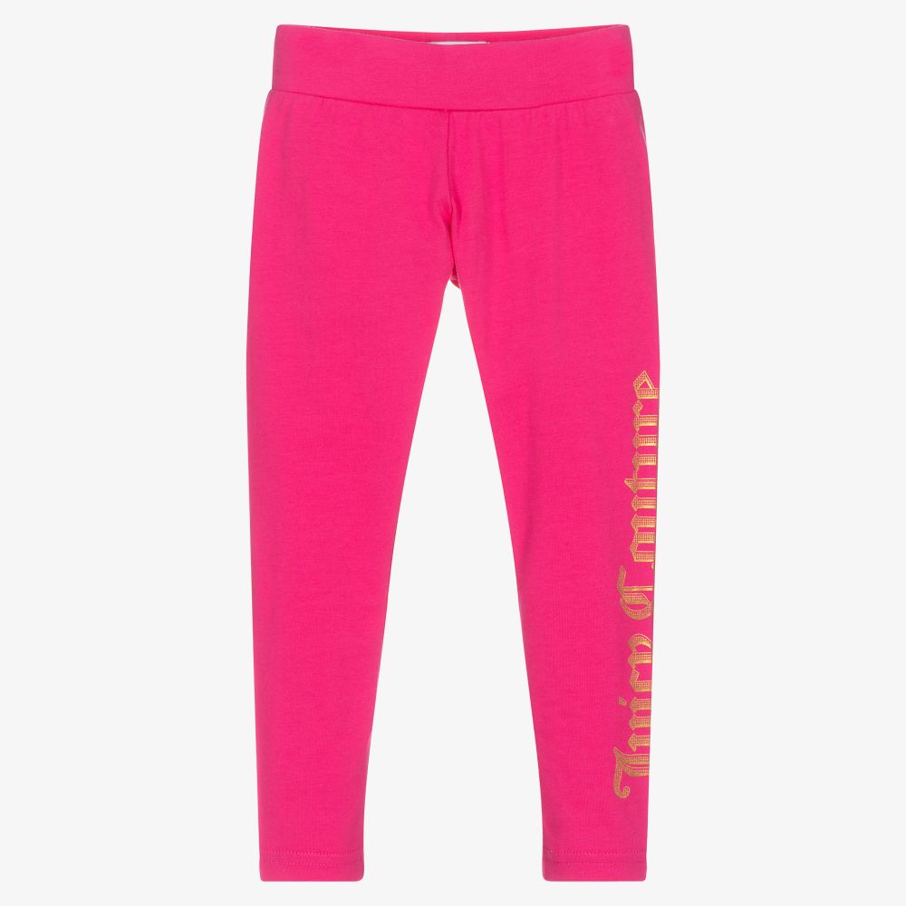 Juicy Couture - Girls Pink Cotton Leggings | Childrensalon