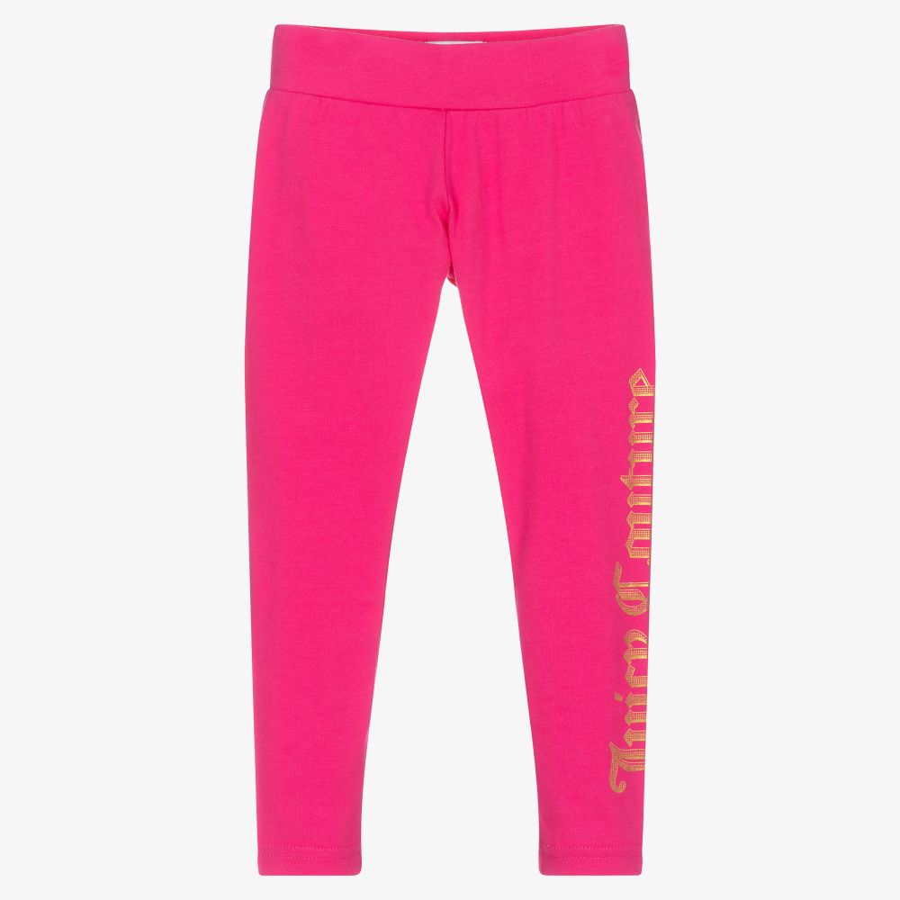 Girls Pink Cotton Leggings