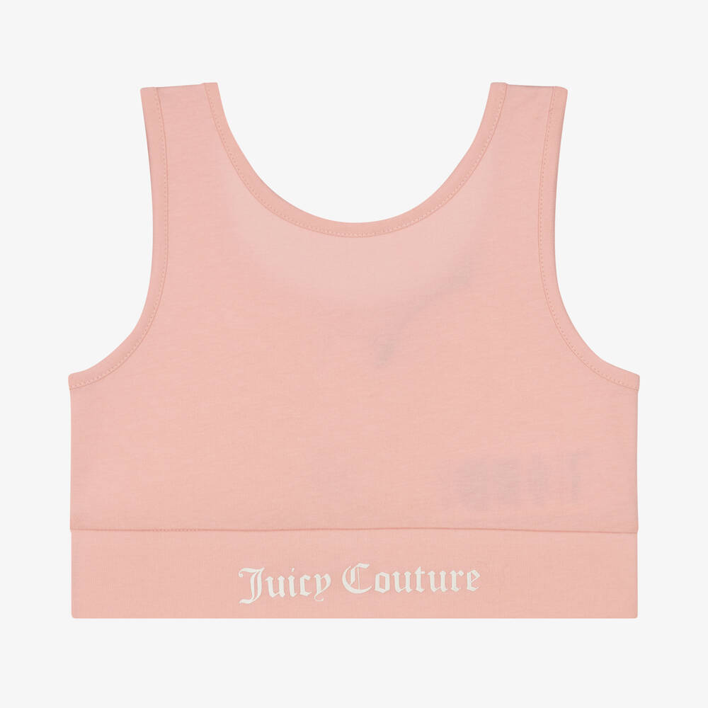 Juicy Couture - Girls Pink Cotton Racerback Crop Top | Childrensalon