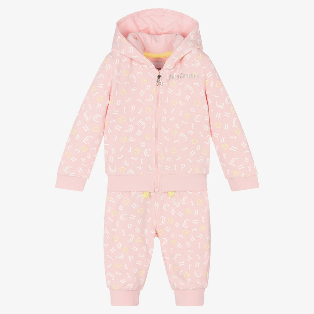 Juicy Couture - Girls Pink Cotton Tracksuit | Childrensalon