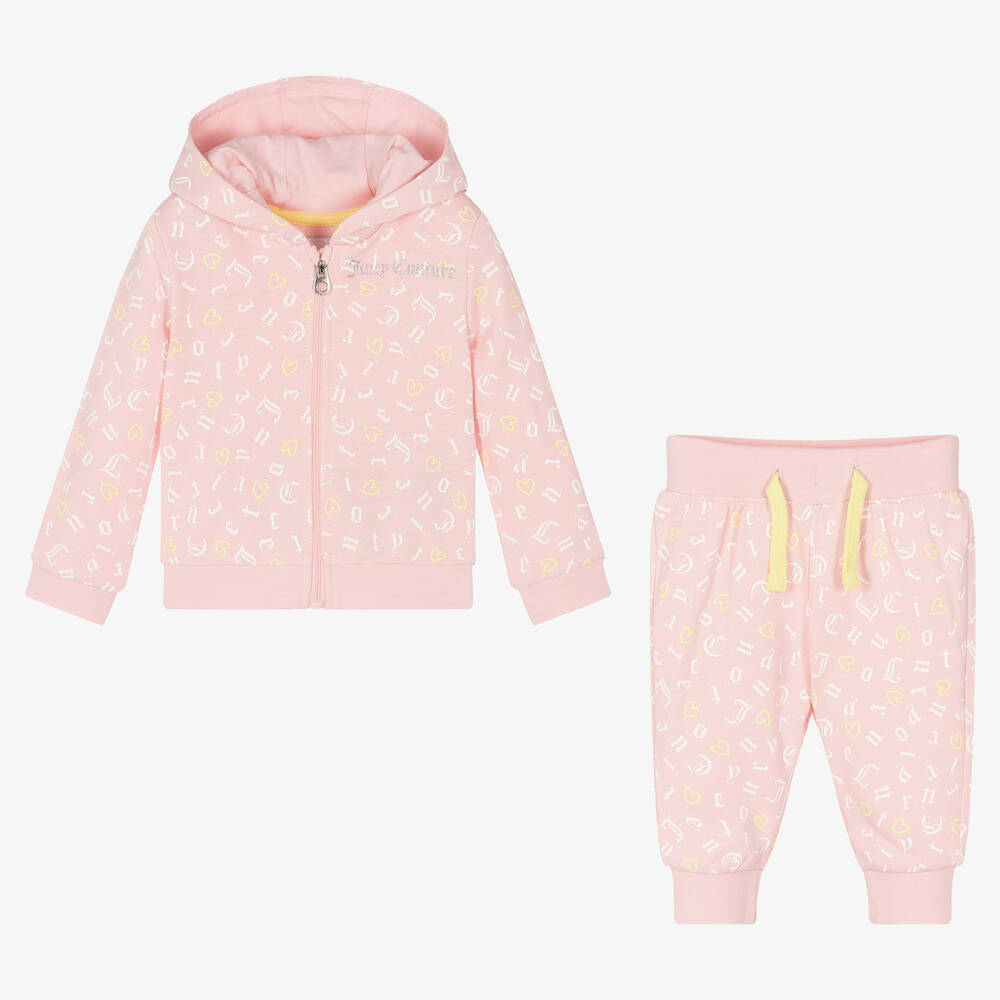 Juicy Couture-Girls Pink Cotton Tracksuit | Childrensalon Outlet