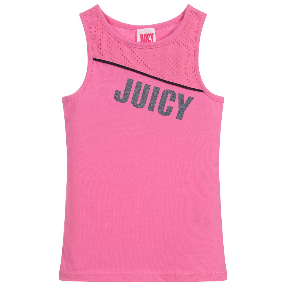 Juicy Couture - Girls Pink Cotton Vest Top | Childrensalon
