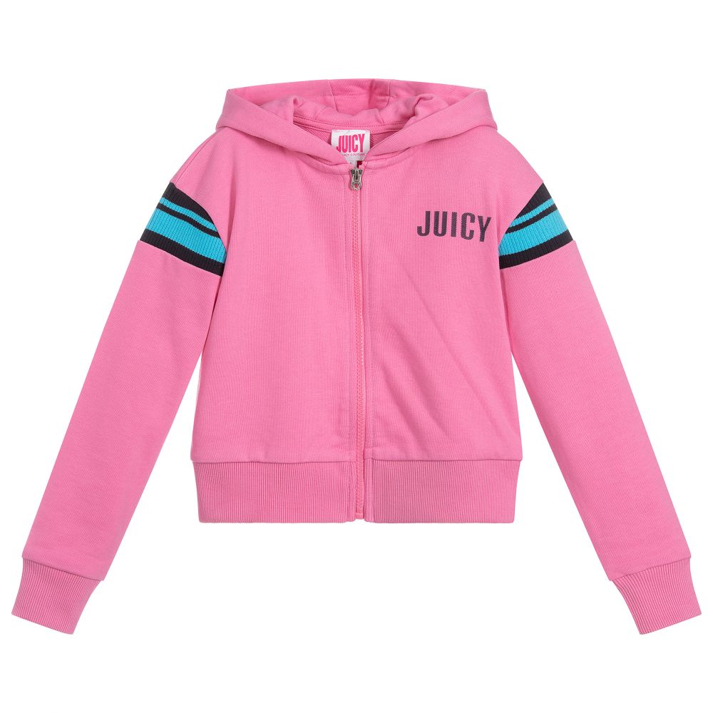 Juicy Couture - Girls Pink Cotton Zip-Up Top | Childrensalon