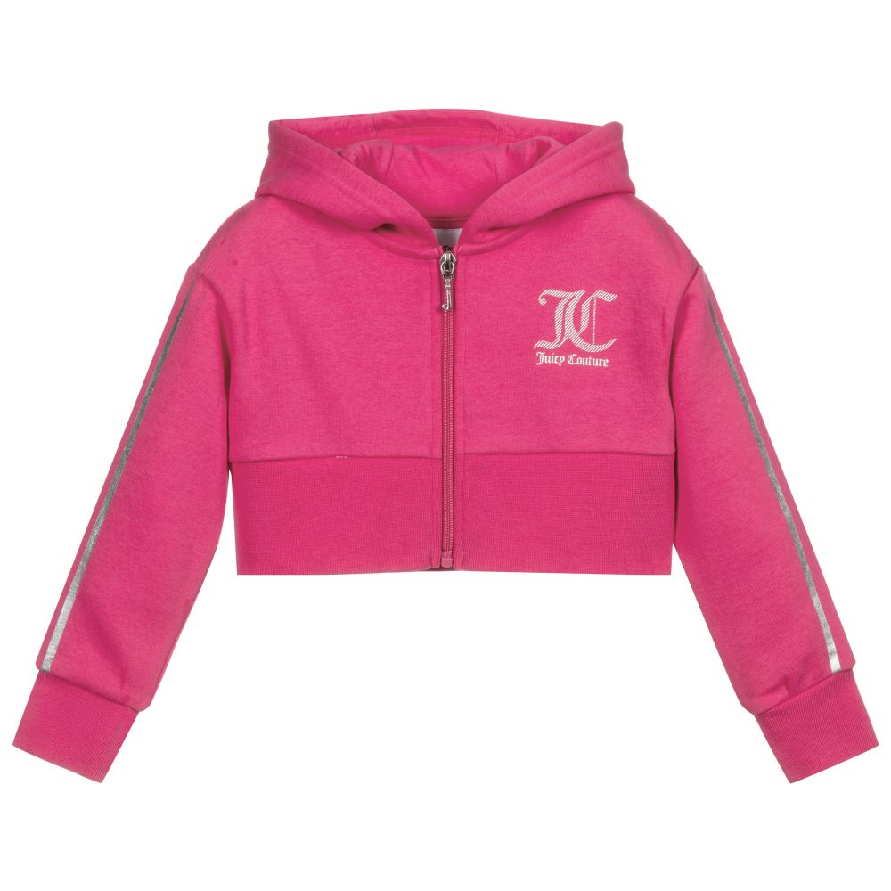 Juicy Couture - Girls Pink Cropped Zip-Up Top | Childrensalon