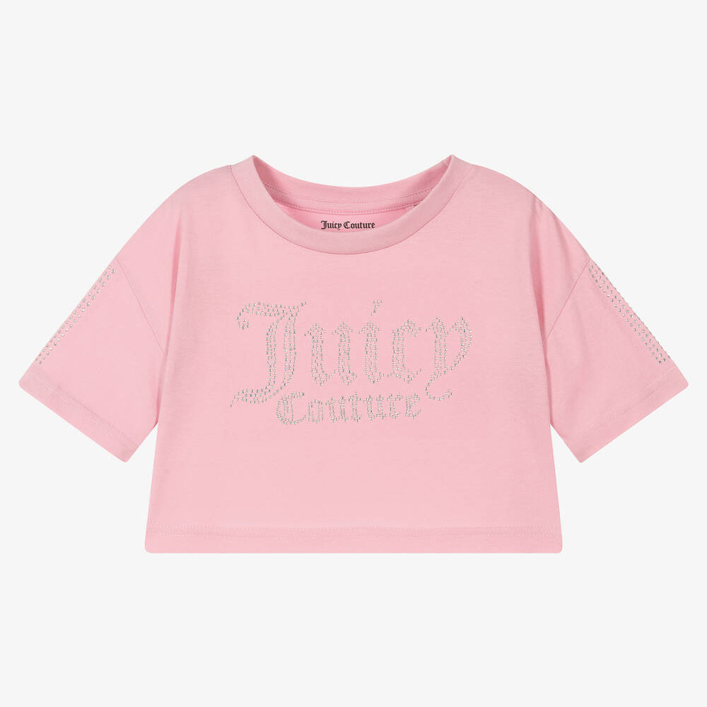 Juicy Couture - Girls Pink Diamanté T-Shirt | Childrensalon