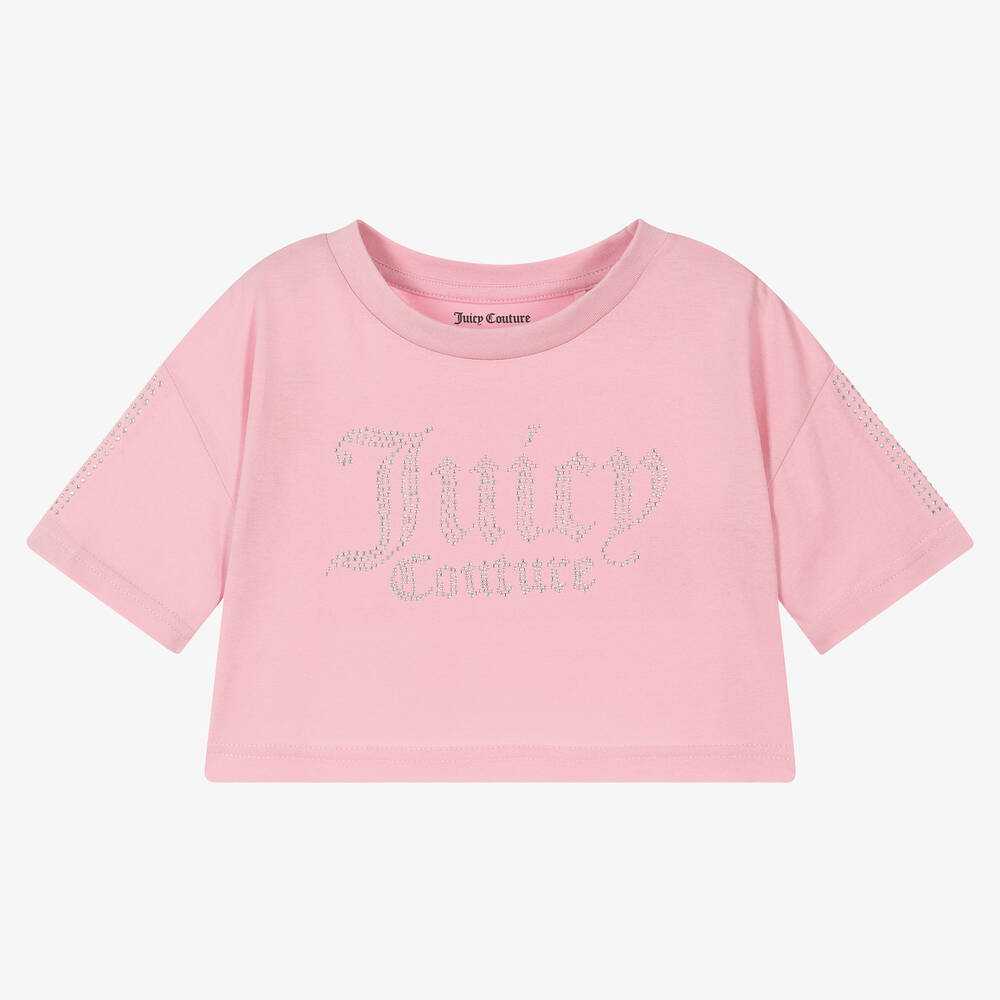 Juicy Couture-Girls Pink Diamanté T-Shirt | Childrensalon Outlet
