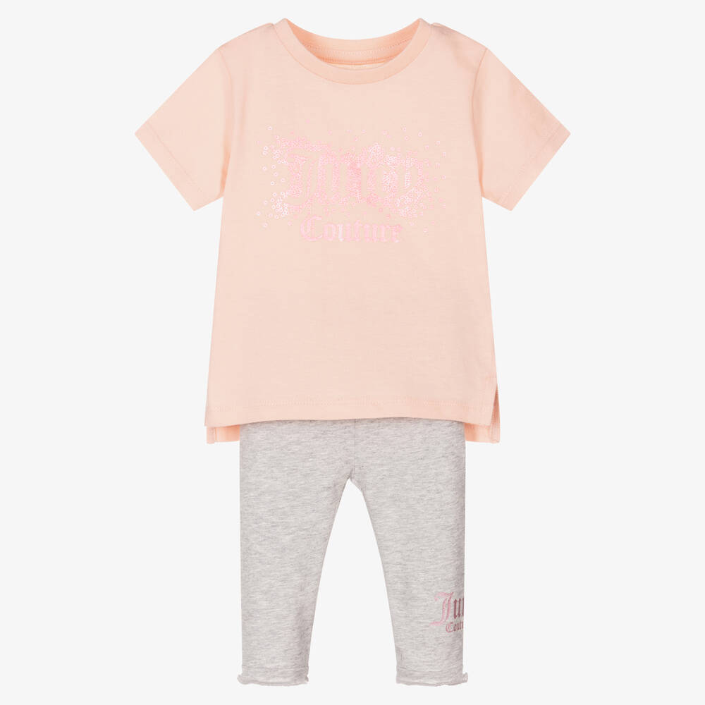 Juicy Couture - Girls Pink & Grey Leggings Set | Childrensalon