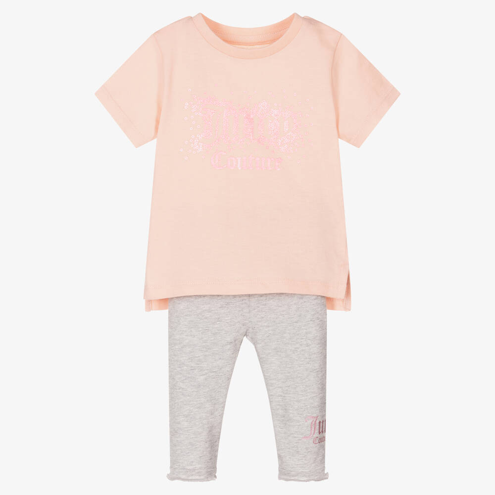 Juicy Couture-Girls Pink & Grey Leggings Set | Childrensalon Outlet