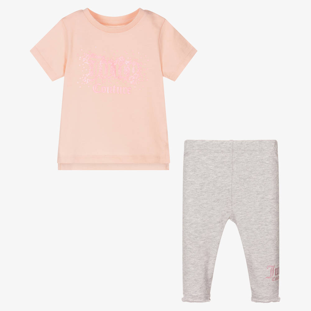 جوسي كوتور-Girls Pink & Grey Leggings Set | Childrensalon Outlet