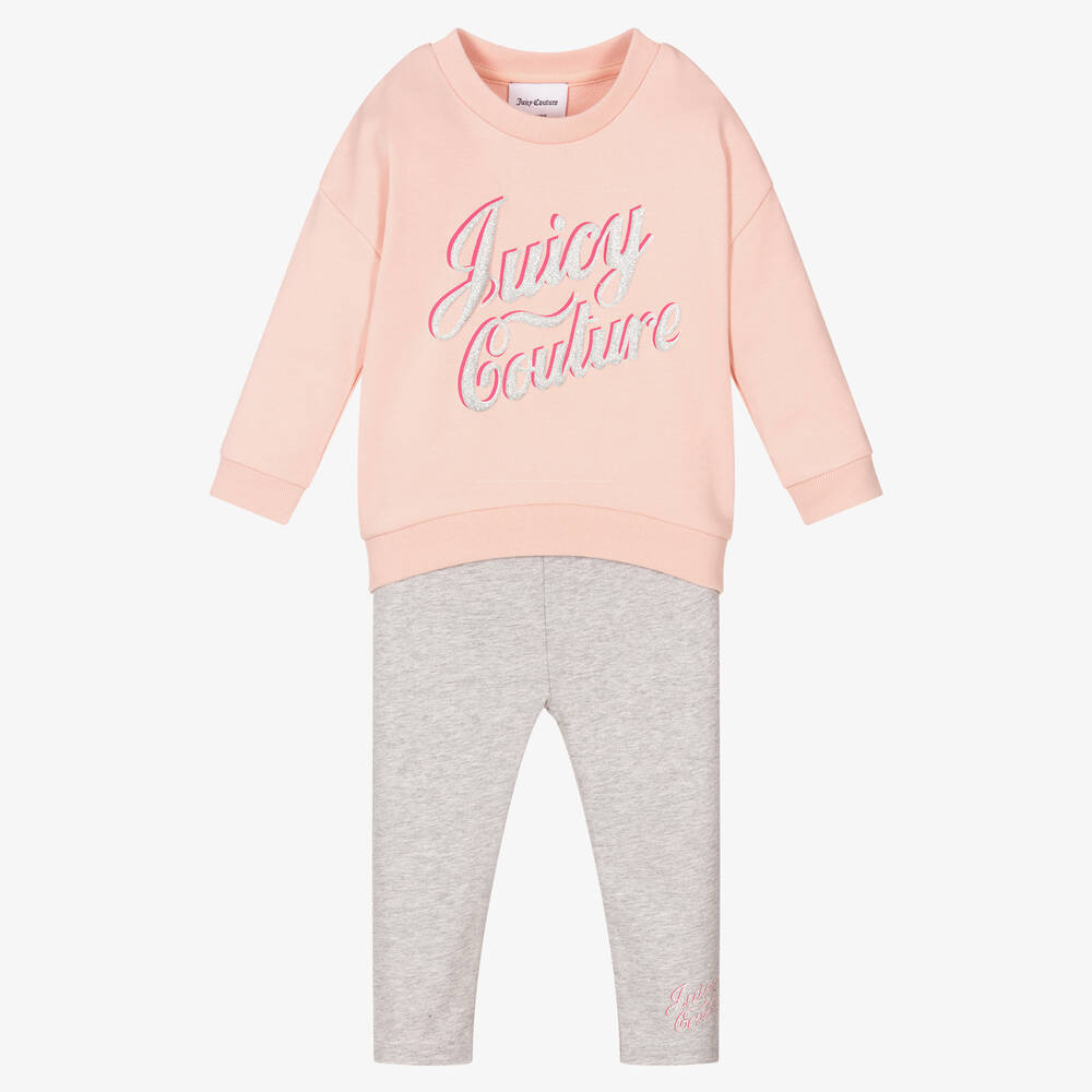 Juicy Couture - Girls Pink & Grey Leggings Set | Childrensalon