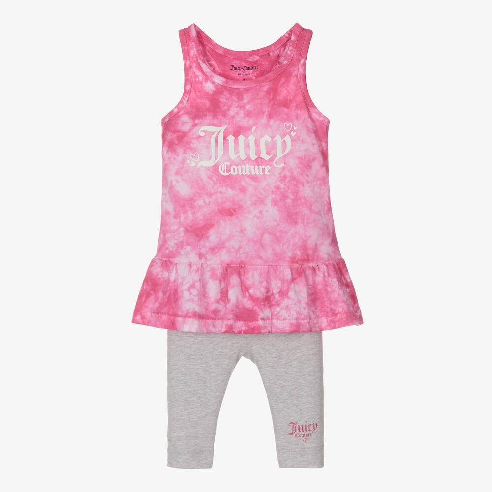 Juicy Couture - Girls Pink & Grey Leggings Set | Childrensalon