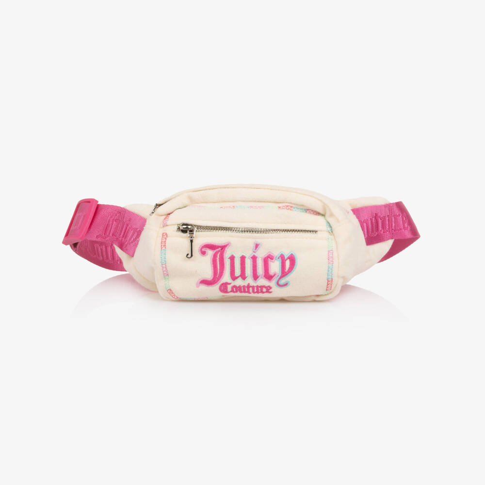 Juicy Couture-Girls Pink & Ivory Towelling Belt Bag (17cm) | Childrensalon Outlet