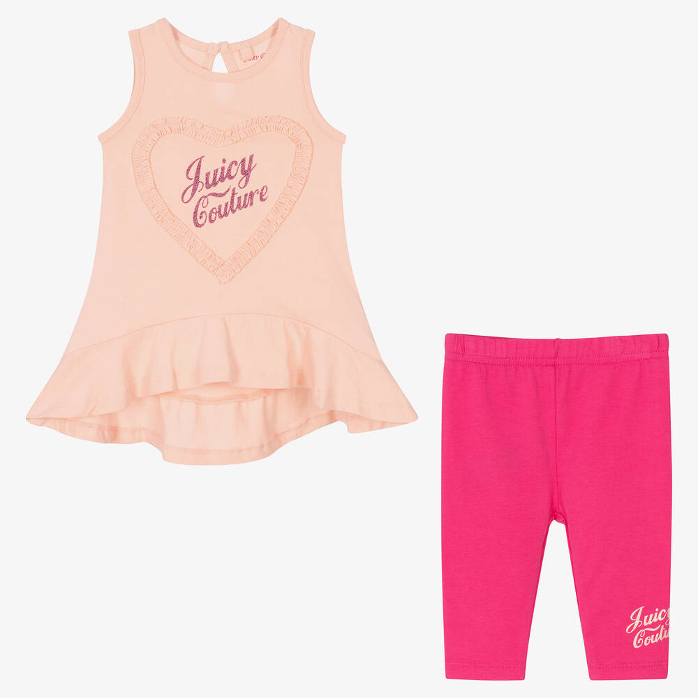 Juicy Couture-Girls Pink Logo Leggings Set | Childrensalon Outlet