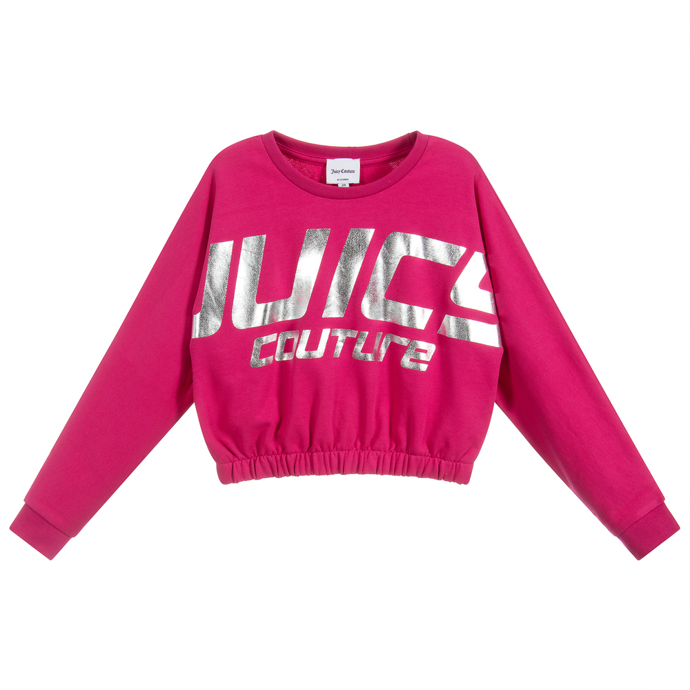 Juicy Couture - سويتشيرت قطن جيرسي لون زهري وفضّي للبنات | Childrensalon