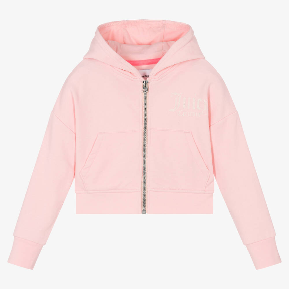 Juicy Couture - Girls Pink Logo Zip-Up Hoodie | Childrensalon