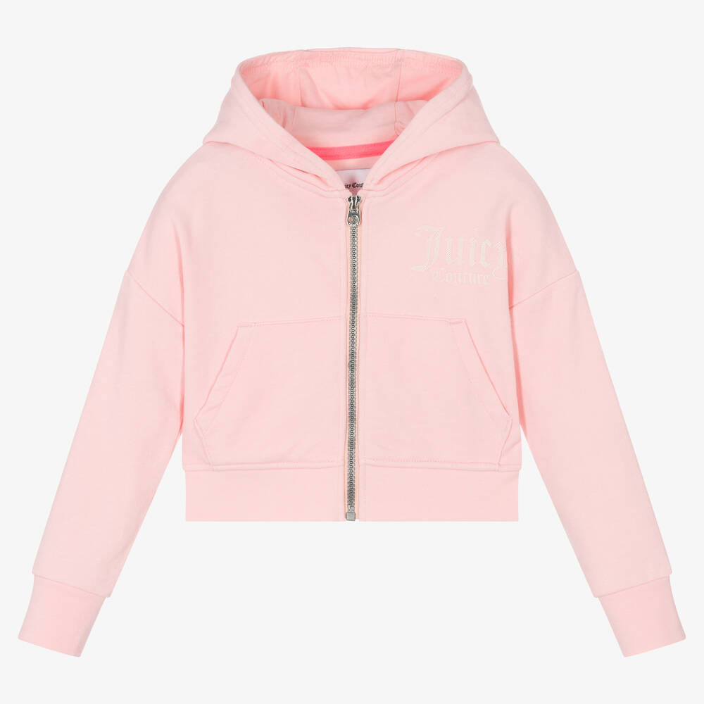 Girls Pink Logo Zip Up Hoodie