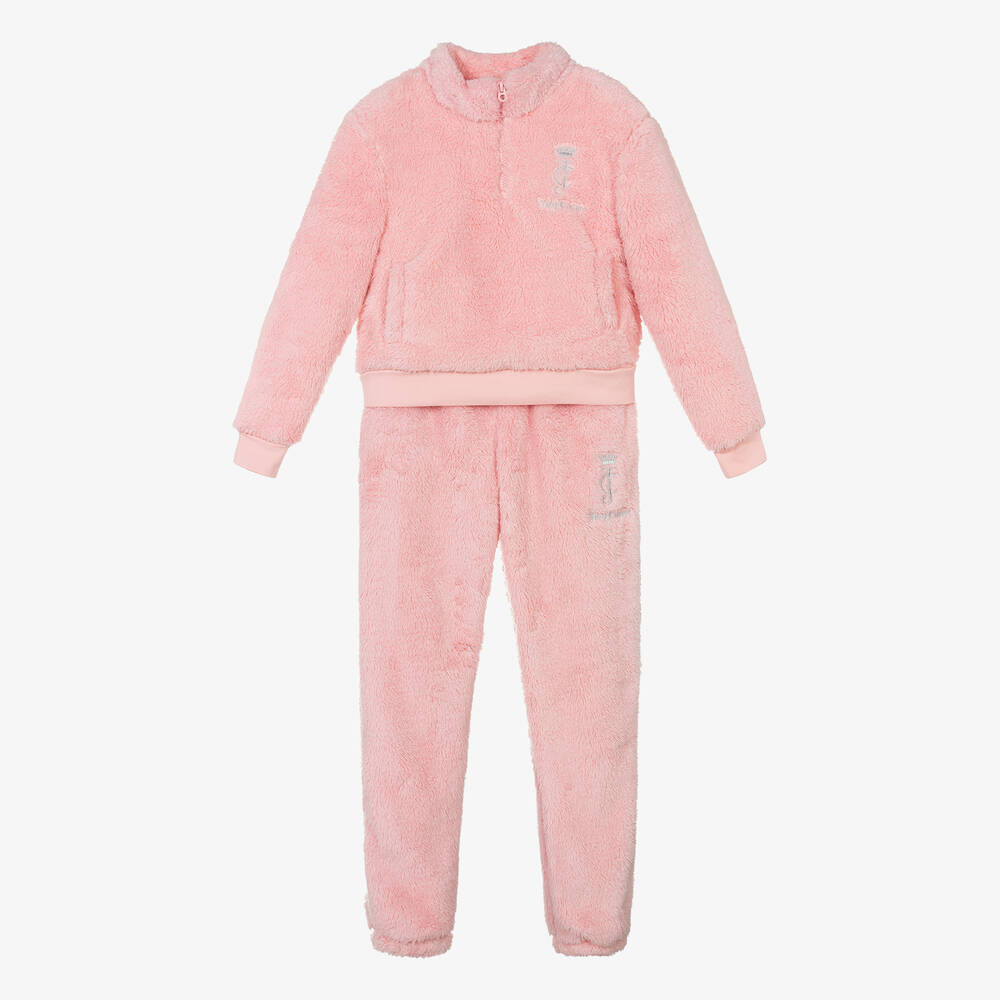 Juicy Couture - بدلة رياضية فرو صناعي لون زهري للبنات | Childrensalon