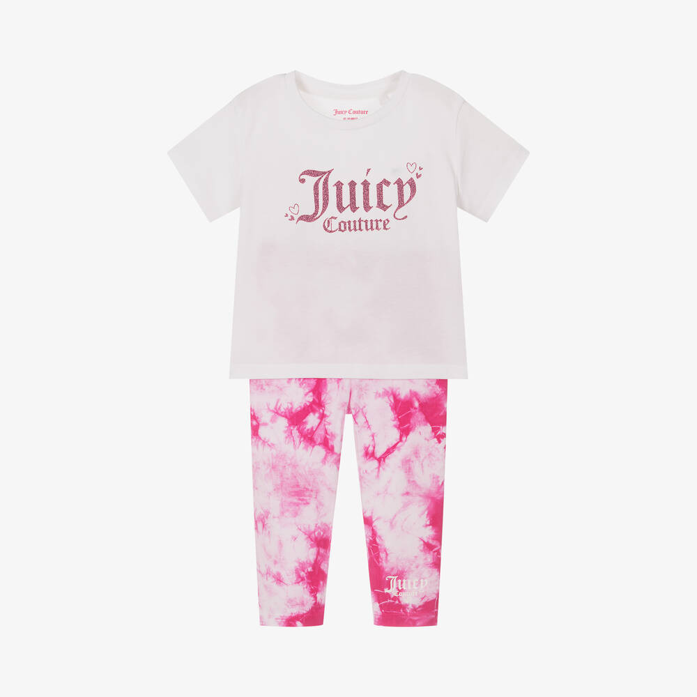 Juicy Couture-Girls Pink Tie-Dye Print Cotton Leggings Set | Childrensalon Outlet