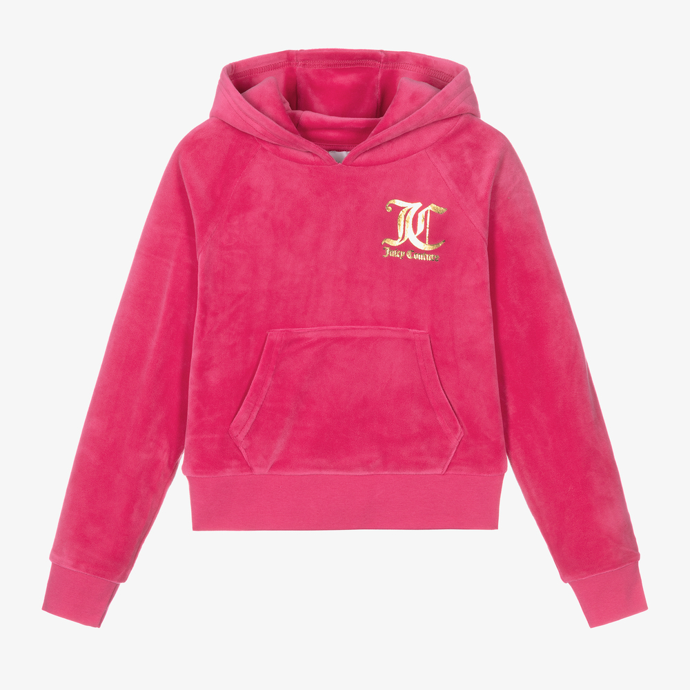 Juicy Couture - Sweat à capuche rose en velours Fille | Childrensalon