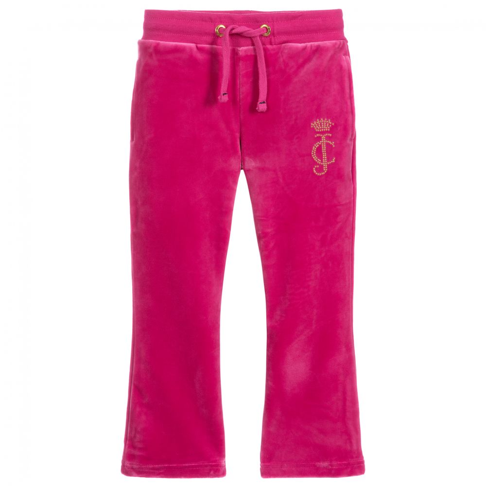 Juicy Couture - Girls Pink Velour Joggers | Childrensalon