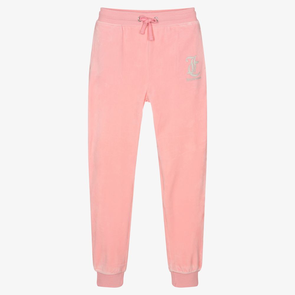 Juicy Couture - Girls Pink Velour Joggers | Childrensalon