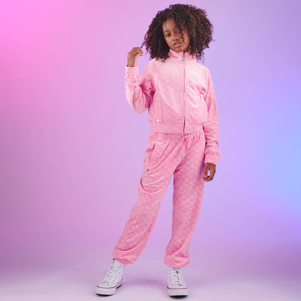 Juicy Couture Girls Pink Velour Joggers Childrensalon Outlet