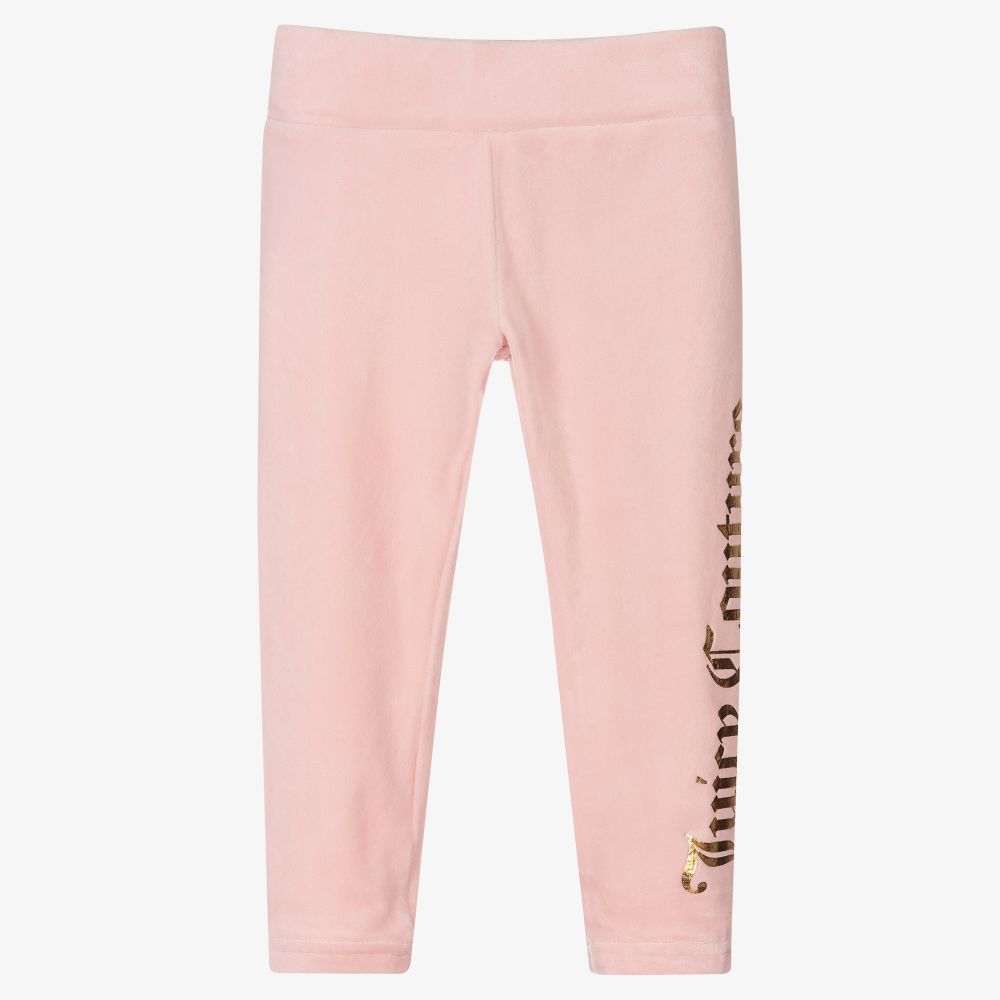 Juicy Couture - Girls Pink Velour Leggings | Childrensalon