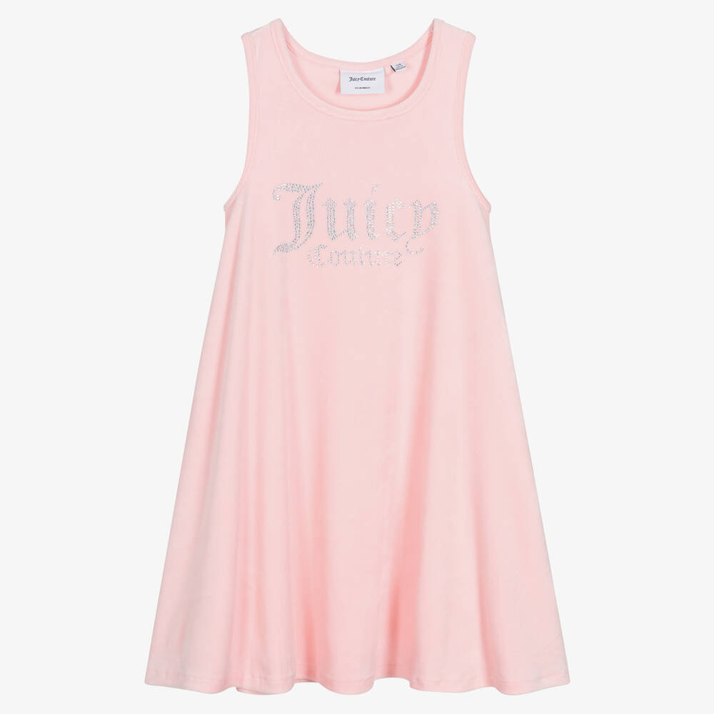 Juicy Couture - Girls Pink Velour Logo Dress | Childrensalon